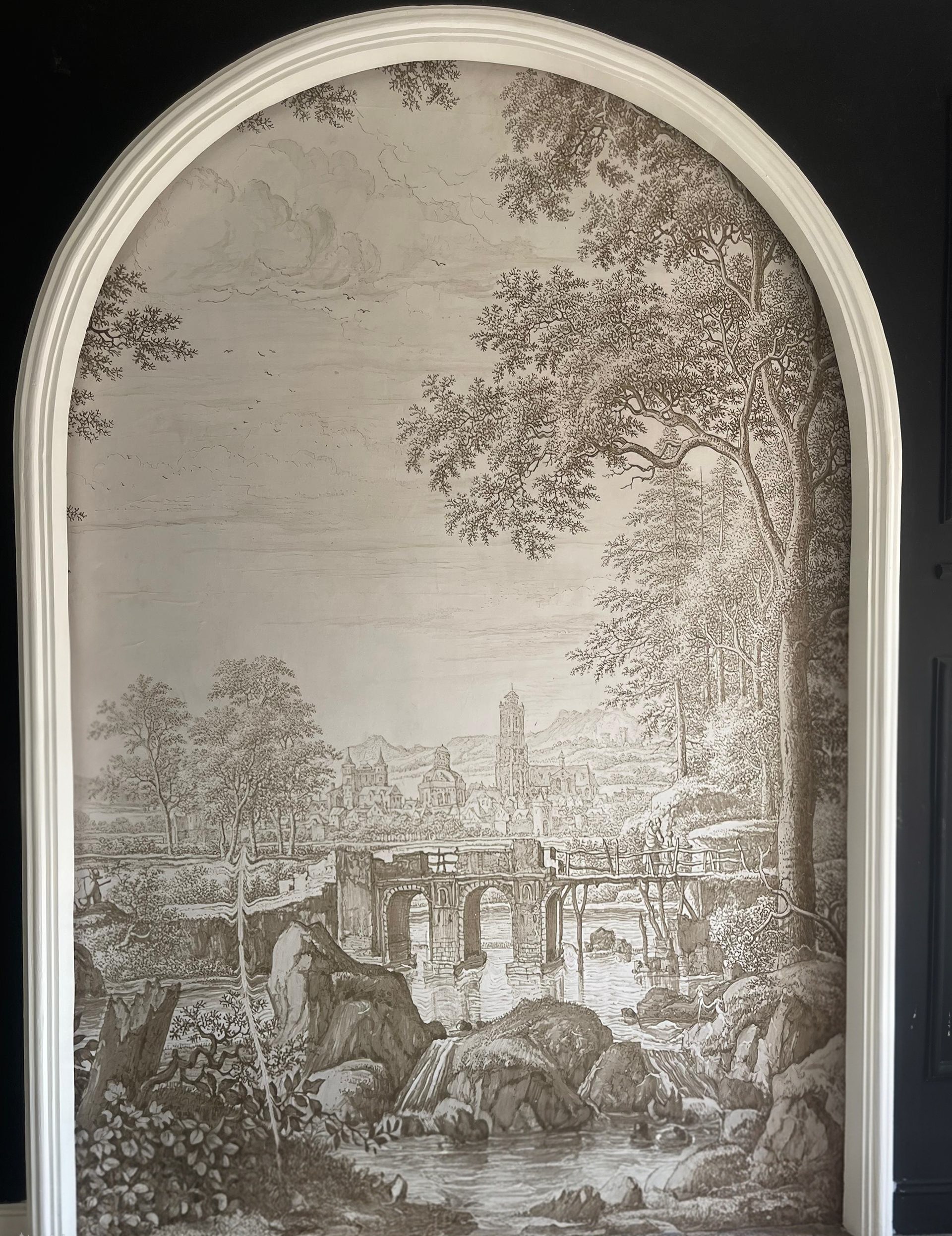 Classical Etched Landscape Mural
